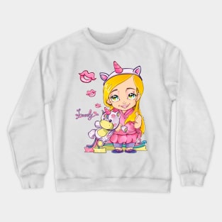 Unicorn Girl Pink | Lovely Unicorn Crewneck Sweatshirt